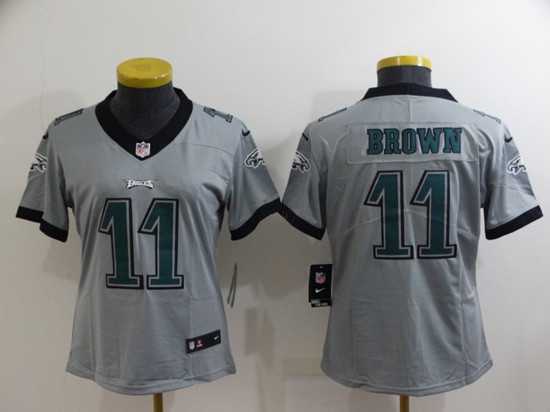 Womens Philadelphia Eagles #11 A. J. Brown Grey Vapor Untouchable Limited Stitched Football Jersey->women nfl jersey->Women Jersey